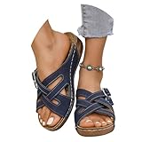 LDXEQIZ Strand Sandalen Für Damen 2025,Retro Plateau Keilabsatz Hausschuhe Mit...