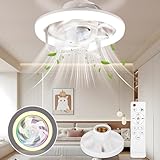 YOOHBERRYS Deckenventilator mit Beleuchtung, RGB Ventilator mit Lampenfassung...