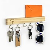 Qsdboc Schlüsselbrett Holz Ohne Bohren, Minimalistisches Schlüsselhalter mit 6 Haken,...