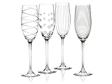 MIKASA Cheers Kristall Champagnerflöten Set, 4 Stück, Champagnergläser mit...
