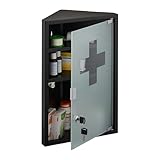 Relaxdays Medizinschrank, 3 Fächer, HBT: 45 x 30 x 17,5 cm, abschließbar, Stahl,...