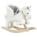 WOLTU Schaukelpferd Schaukeltier Baby Spielzeug mit Tiergeräuschen und Haltegriffen für...