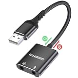 KiWiBiRD USB auf 3,5mm Klinke Adapter, Externe Soundkarte, USB Kopfhörer und...