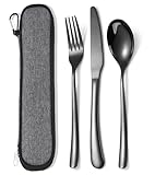 MURRI&MURRDI Besteck Set für 1 Person, Besteck To Go Edelstahl, 3 Teilig Outdoor Camping...