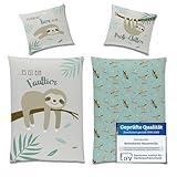 Familando Faultier Bettwäsche Set 2-teilig Decke 135x200 + Kissen 80x80 cm -...