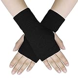 Dokpav Winter Fingerlose Fäustlinge Damen Wolle Warm Fingerhandschuhe Halb...