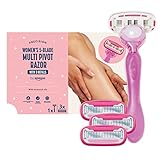 by Amazon für Damen, 5-Klingen Rasierer mit mehrachsigem Drehgriff, 3 Nachfüllpackungen,...