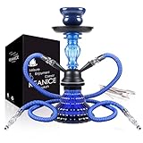 REANICE 11'Shisha Komplett Set Hookah mit 2 Schläuchen Wasserpfeifen blau rauchendes Glas...