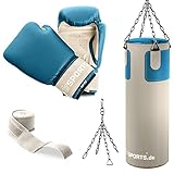 ScSPORTS® Boxsack - Set, 25kg, Gefüllt, mit Boxhandschuhen (12oz), Bandagen, Nylongurt,...