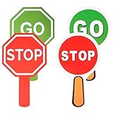YALiya 4 Stück Stop-and-Go-Schild mit Griff, Rotes Licht Grünes Lichtschild,...