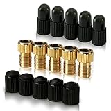 Messing-Adapter für Presta-Ventile (5er-Pack + 10 Kappen) - Presta- in Schrader-Ventile...