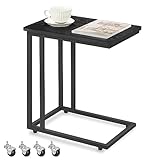 VASAGLE Beistelltisch, Sofatisch mit Rollen, C-Form, mobiler Kaffeetisch, 35 x...