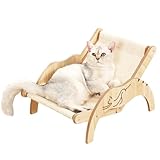 LPOTIUS Katzenbett, Erhöhtes Katzenbett Sofa aus Holz modischer Katzenstuhl mit...
