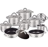 DMS 15-teiliges Topfset aus hochwertigem Edelstahl | Induktion | beschichtetes...