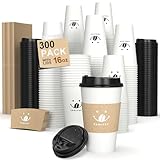 Kaffeetassen mit Deckel und Hüllen, 473 ml, 300 Stück, To Go Kaffeetassen mit Deckel,...