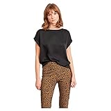 Vila Damen Viellette S/S Satin Top/Su - Noos T Shirt, Schwarz, 40 EU