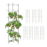 Relaxdays Rankhilfe 8er Set, Metall & Kunststoff, 90 cm hoch, 4 verstellbare Ringe,...