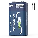MXBatt 9V Akku Block Wiederaufladbare 1 Stück 650mAh Wiederaufladbare USB C...