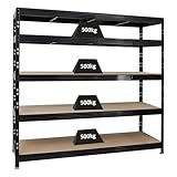 PROREGAL Profi Schwerlastregal Rhino EXTRA BREIT schwarz HxBxT 180x200x60cm Fachlast 500kg...