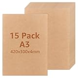 AKOLAFE 15 Stück MDF Platten 4mm MDF Platte A3 Hartfaserplatte 420 x 300 x 4 mm...