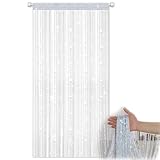 ElevaPulse Fadenvorhang Balkontür 100x200cm - Weißer Fliegenvorhang Terrassentür mit...