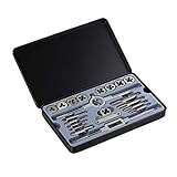 Relaxdays Gewindeschneider M3 - M12, 9 Schneideisen & Gewindebohrer, Windeisen,...