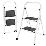 HBTower Leiter 2 Stufen Klappbar, Trittleiter mit Anti-Rutsch-Pedal, Tragbare...