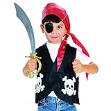 BAKAJI Piraten-Kostüm, Zubehör-Set für Kinder, Kostüm, Bandana und Ohrring für...