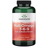 Swanson MultiOmega 3-6-9, Leinsamenöl, Borretschöl und Fischöl, 120 Weichkapseln,...