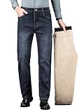 ziilay Verdickte Lammfleece Thermojeans Herren Thermohose Schneehose Teddyfleece...