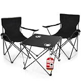 BigDean 2 Stück Campingstühle & Campingtisch faltbar – Faltstuhl in Schwarz...