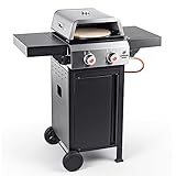 LANDMANN | 2 in 1: Gasgrill mit Pizzaaufsatz & Gusseisenrost | Für Pizza & Grillgut | 2...