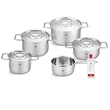 Fissler Pure Collection / Edelstahl-Kochtopfset, 6-teilig, Töpfe mit Metall-Deckel (3...