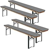 Teruntrue 4 Stück Bierbankauflagen, Bierbank Auflage 220x25x3cm bierzeltgarnitur Auflage,...