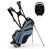 COSTWAY Golfbag mit Ständer und Regenschirmhalter, 7 Standbag inkl. Kühltasche...