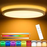 LED Deckenleuchte Dimmbar mit Fernbedienung, 24W Deckenlampe RGB Farbwechsel...