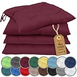 NatureMark 4er Set Stuhlkissen mit Bändern 40x40 cm – Gefüllte Sitzkissen, Outdoor &...