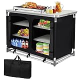 Froadp 100x50x80cm Campingküche Faltbar Campingschrank mit Aluminiumgestell &...