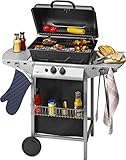 Clatronic Gasgrill / Grill mit 2 Brenner GG 3590; Outdoor für BBQ/Camping/Balkon/Garten;...