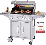 ProfiCook PC-GG 1181 Gasgrill mit 4 Edelstahl-Brenner und zusätzlicher...