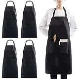 atopo 4 Stück Verstellbare Latzschürze, Schwarze Unisex Schürze mit 2...