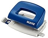 Leitz Mini Büro Locher aus Metall, kleiner Locher für 10 Blatt, Anschlagschiene mit...