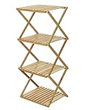 Spetebo Klappbares Bambus Standregal mit 4 Ablagen - 94 cm H - Praktisches Allzweck...
