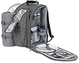 BRUBAKER Picknickrucksack für 2 Personen Grau 28 × 40 × 22 cm - mit...