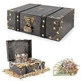 TOSAVGA Vintage Holz Schatztruhe, Aufbewahrung Schatzkiste Holz mit Schloss, Schatzkiste...