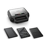 Tefal Ultracompact 3-in-1 Sandwich-Waffel-Panini Kombigerät, Antihaftbeschichtung,...
