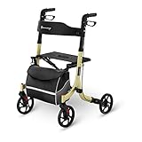 Uniprodo UNI_ROLL_04 F Rollator faltbar champagne Leichtgewichtrollator Gehhilfe klappbar