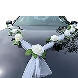 Voiakiu Autoschmuck Hochzeit Blumen, Auto Schmuck Braut Paar Rose Deko Auto Wedding Deko...