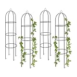 Relaxdays 4X Rankobelisk, Rankhilfe freistehend, dekoratives Rankgestell für...