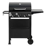 aro Gasgrill mit 3 Edelstahl-Brenner, Porzellanemail-grillrost, Beistelltisch,...